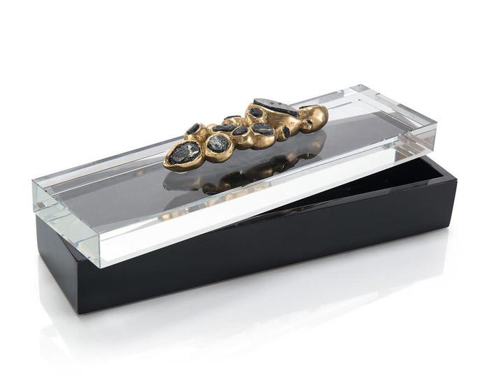 Johanne Soft Black Enamel Encased Agate Box - Luxury Living Collection