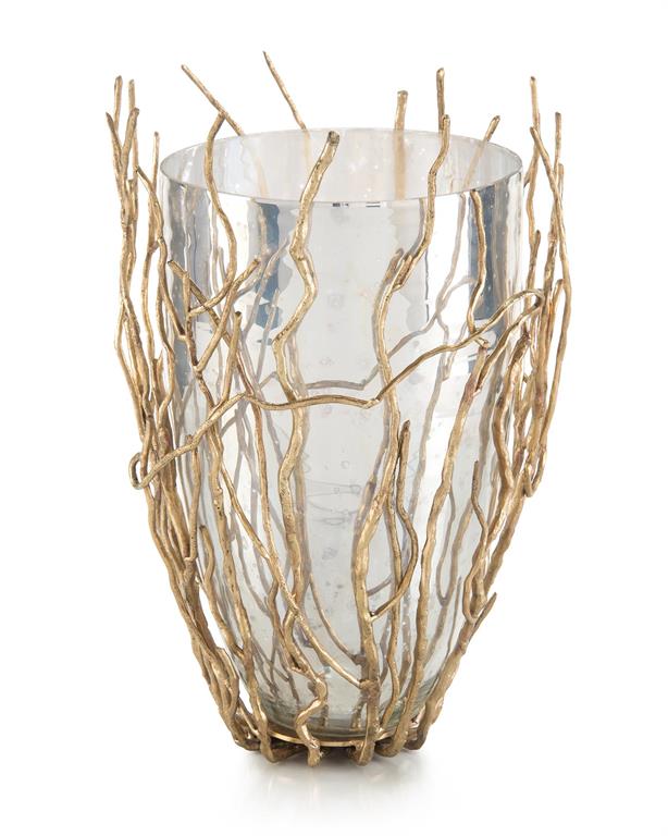 Meghan Sapling-Encased Silvered Glass Vase - Luxury Living Collection