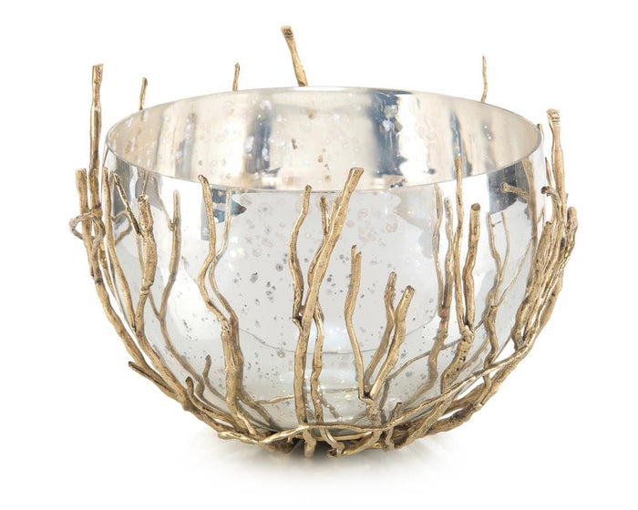 Meghan Sapling-Encased Silvered Glass Bowl - Luxury Living Collection