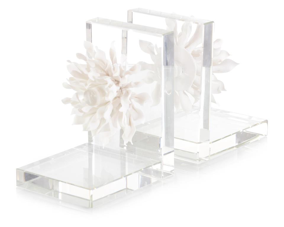Fabiana Porcelain Petals and Crystal Bookends (Set of Two) - Luxury Living Collection