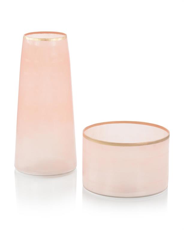 Ona Palest of Pink Glass Vases (Set of Two) - Luxury Living Collection