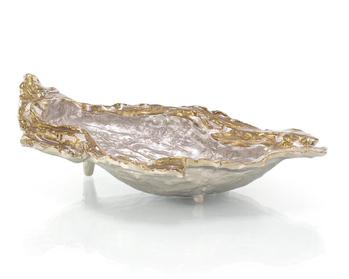 Soleil Single Oyster Bowl in Gold and Silver Enamel - Luxury Living Collection