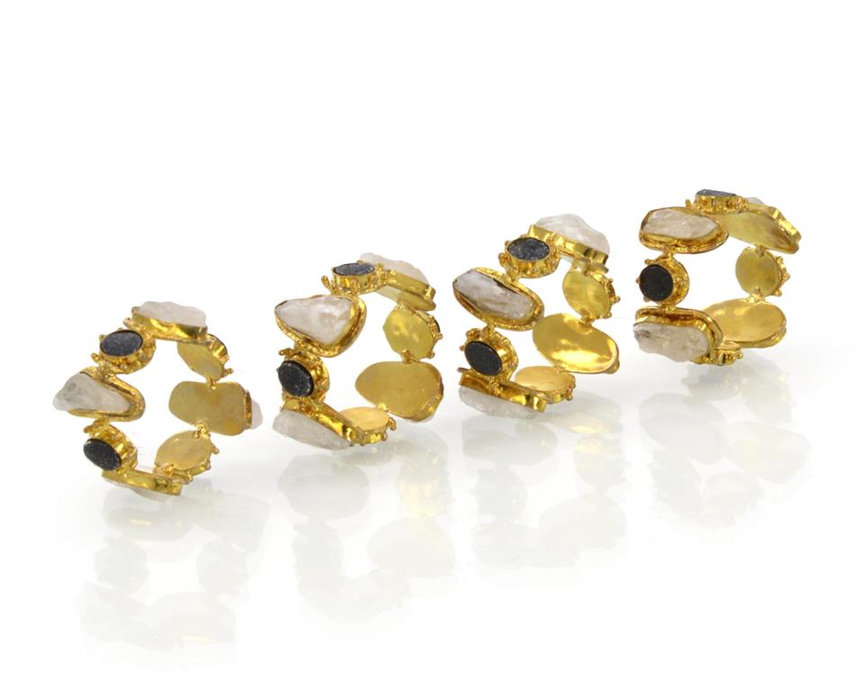 Elle Charcoal Druzy and Quartz Napkin Rings (Set of Four) - Luxury Living Collection