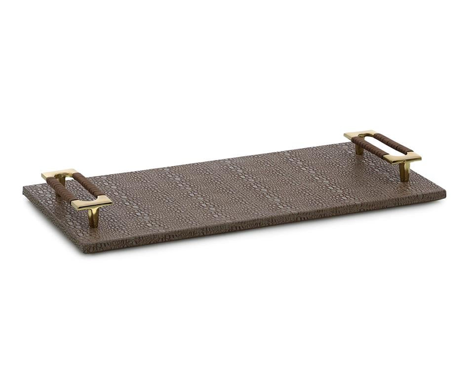 Amiyah Tobacco Alligator Leather Tray - Luxury Living Collection
