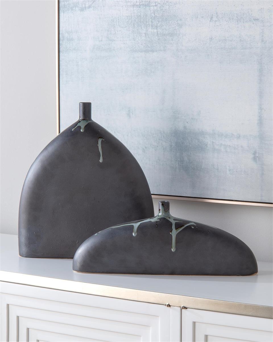 Adeen Sleek Vases in Charcoal Grey (Set of Two) - Luxury Living Collection