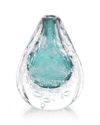 Carmel Azure Art Glass Vase with Bubbles - Luxury Living Collection