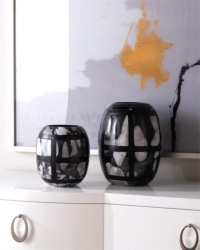 Sedona Black-and-White Glass Vases (Set of Two) - Luxury Living Collection