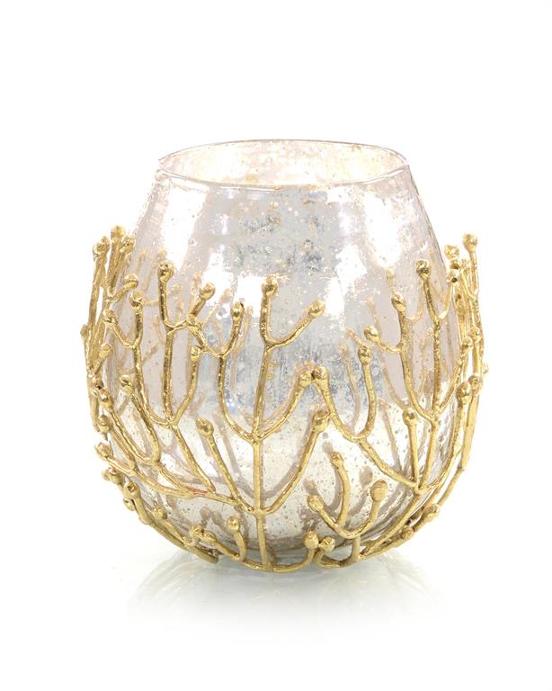 Mariska Brass Twig and Mirrored Glass Bowl - Luxury Living Collection