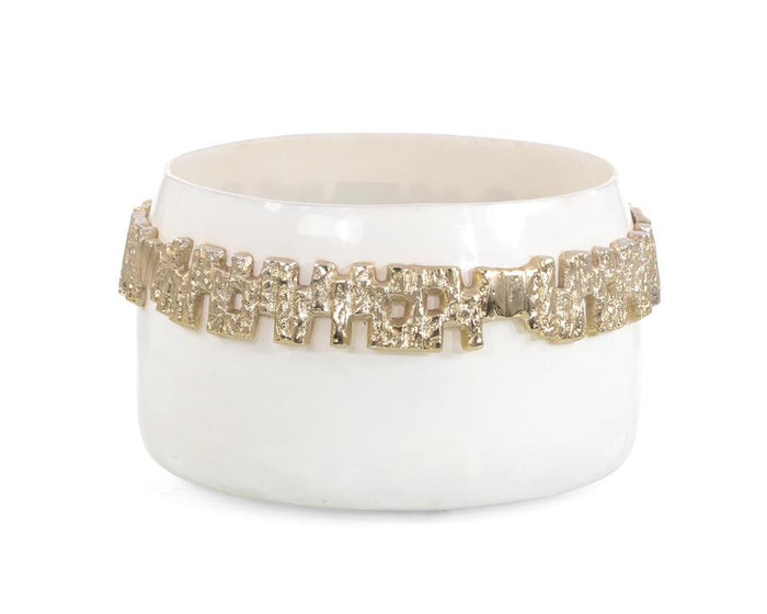 Lourdes Ruffled-Collar White Bowl - Luxury Living Collection