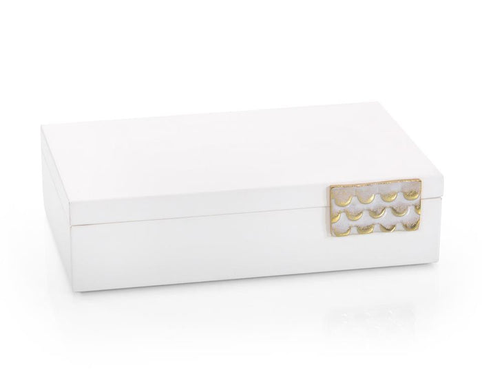 Vanya Porcelain White Leather Boxes - Luxury Living Collection