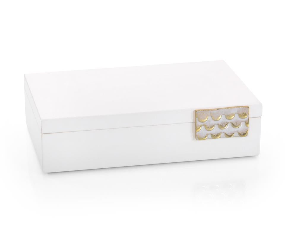 Vanya Porcelain White Leather Boxes - Luxury Living Collection