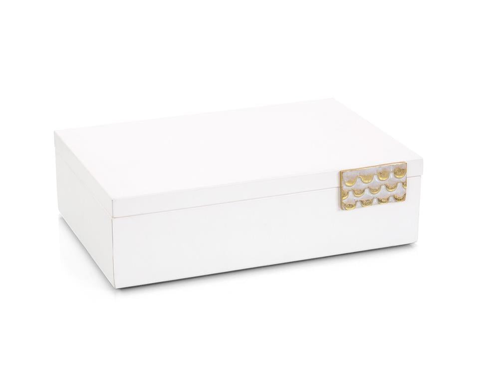 Vanya Porcelain White Leather Boxes - Luxury Living Collection