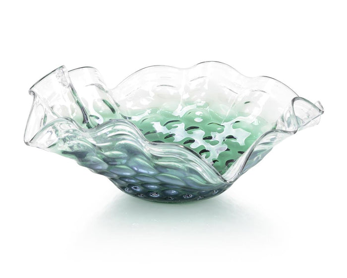 Zahara Emerald Green Handblown Glass Bowl - Luxury Living Collection