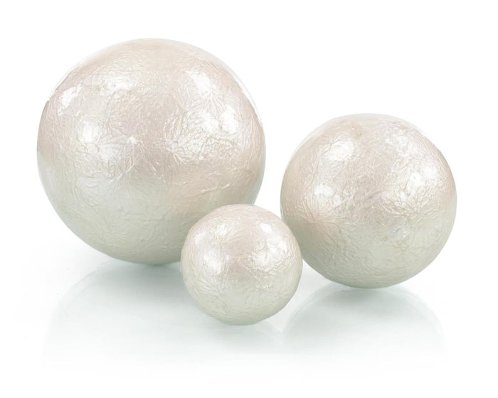 Sabrina White Pearlized Balls (Set of Three) - Luxury Living Collection