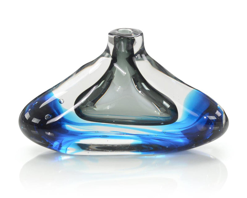 Zera Handblown Sky Blue and Grey Glass Vases - Luxury Living Collection
