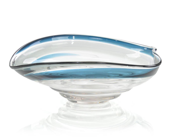 Zera Handblown Dark Blue and Grey Glass Bowl - Luxury Living Collection