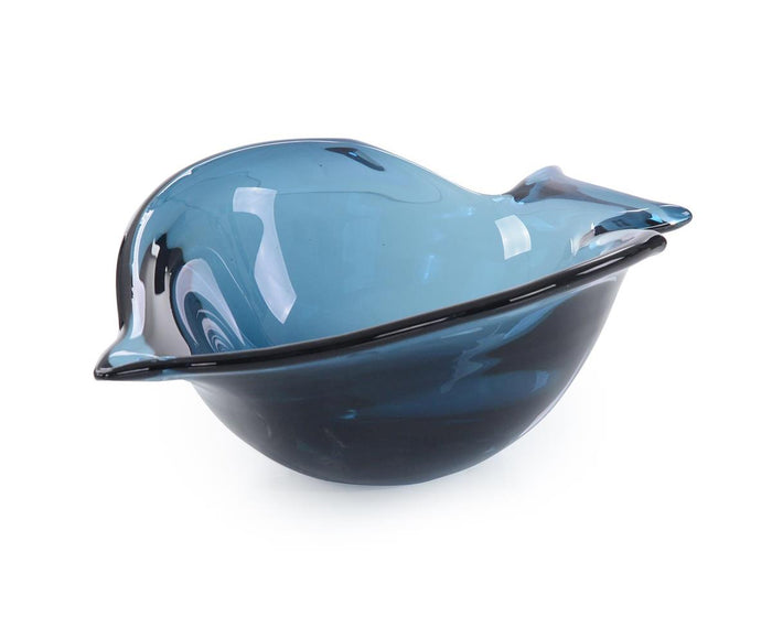 Zera Handblown Abstract Sapphire Glass Bowls - Luxury Living Collection