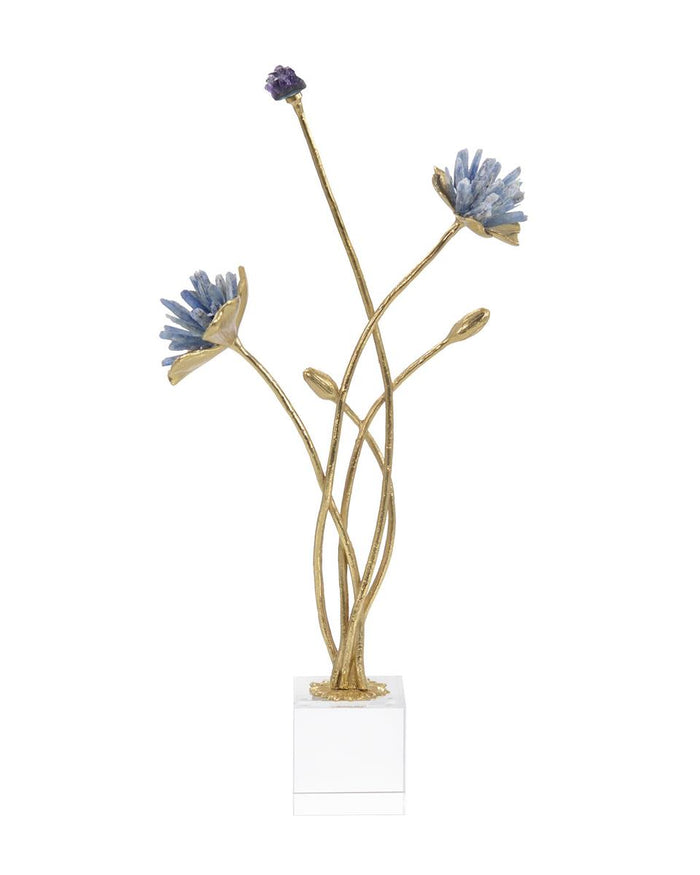 Angely Cyanite Floral Sculpture - Luxury Living Collection