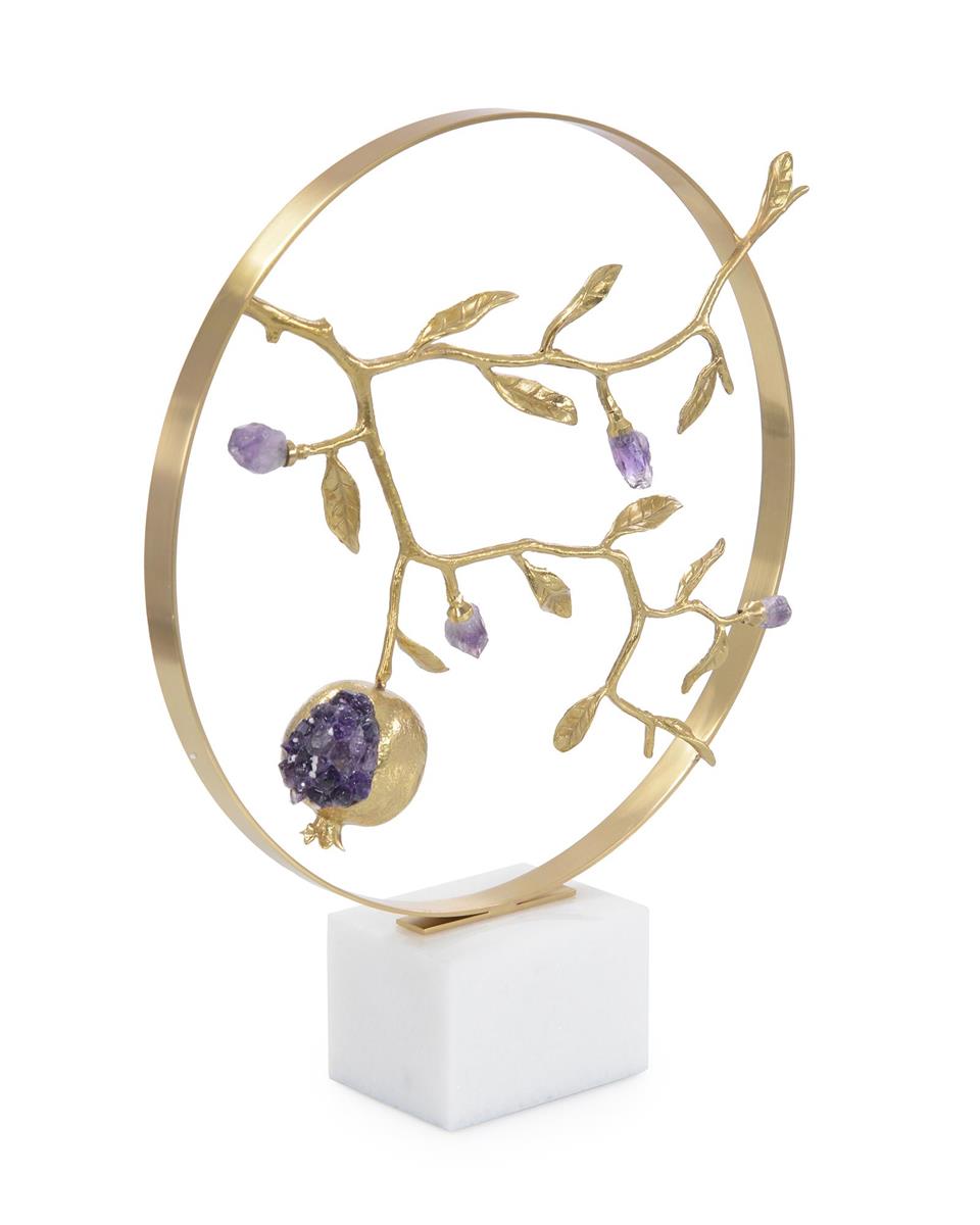 Autry Amethyst and Brass Pomegranate Sculpture - Luxury Living Collection