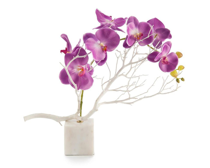 Eilish Marble Orchids on Marble Base - Luxury Living Collection