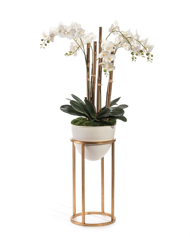 Naarah 68" Tall Trellis Orchids in Planter - Luxury Living Collection