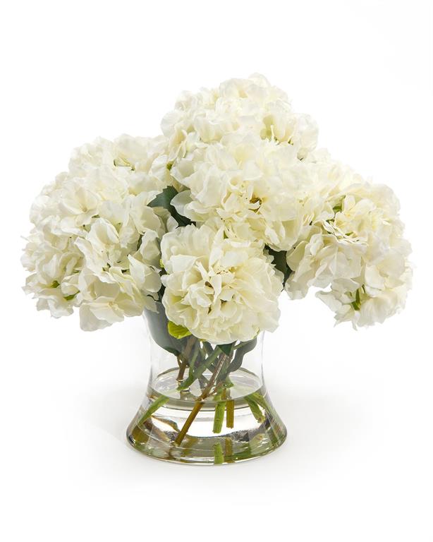 Tannah White Hydrangeas in Vase - Luxury Living Collection