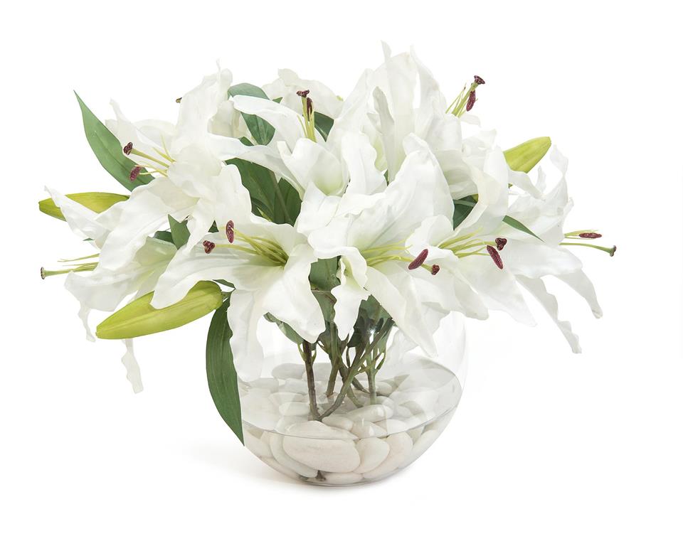 Trina Asiatic Lilies in Bowl - Luxury Living Collection