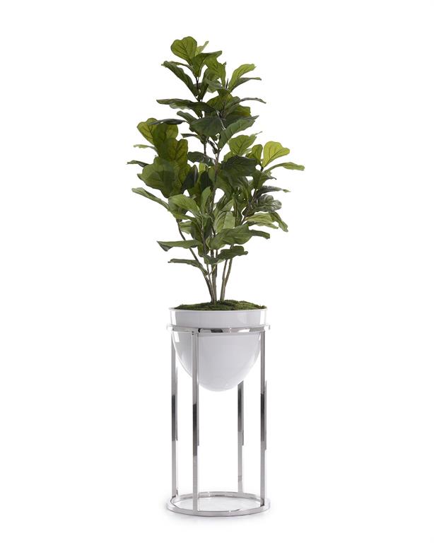 Nyala Green Fiddle-Leaf Fig Tree on Silver Stand - Luxury Living Collection