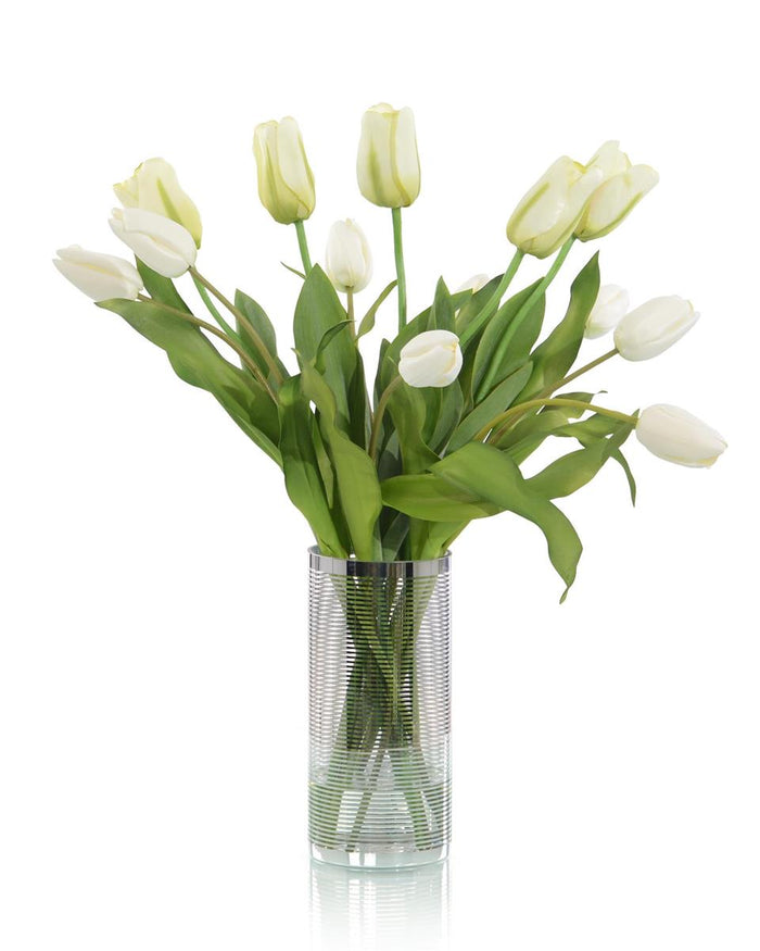 Elfreda Silver Tulips in Vase - Luxury Living Collection