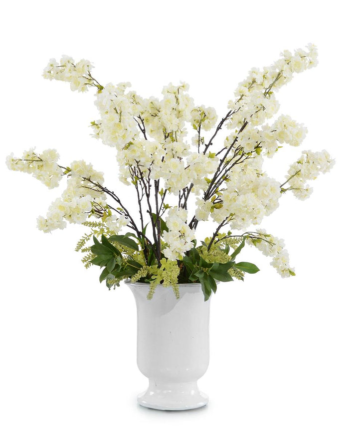 Delanie French White Blossoms in Vase - Luxury Living Collection