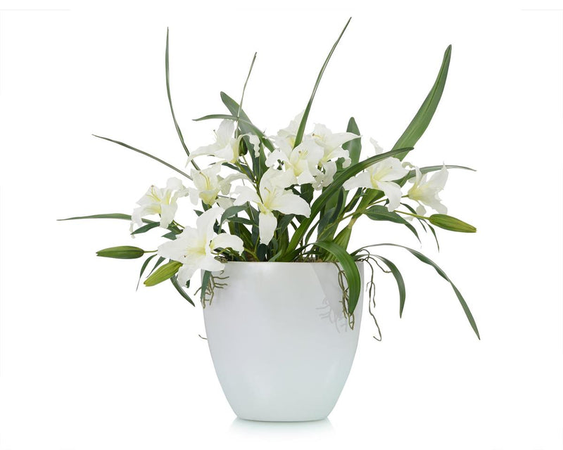 Prisca Sassy Lilies in Vase - Luxury Living Collection