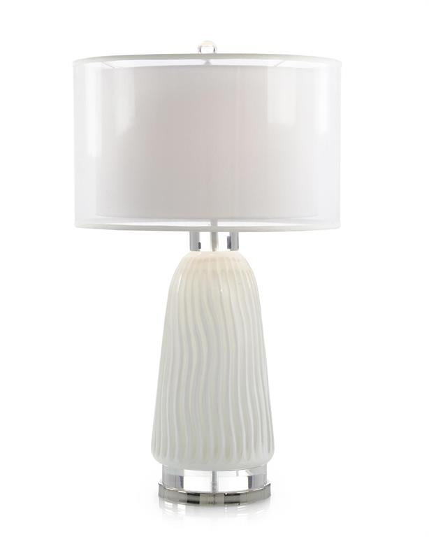 Devas Waves in White Carved Glass Table Lamp - Luxury Living Collection