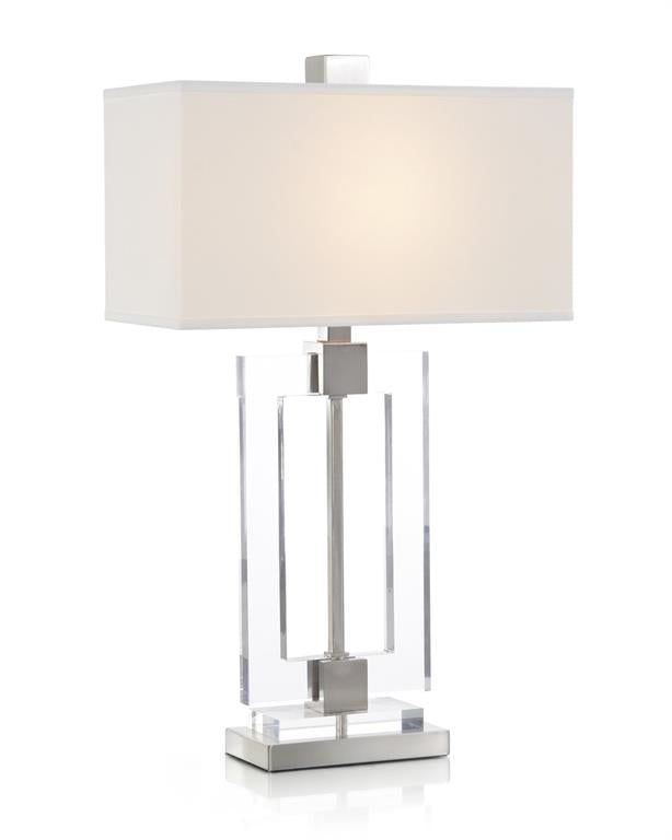 Pruitt Glass and Brushed Nickel Frame Table Lamp - Luxury Living Collection