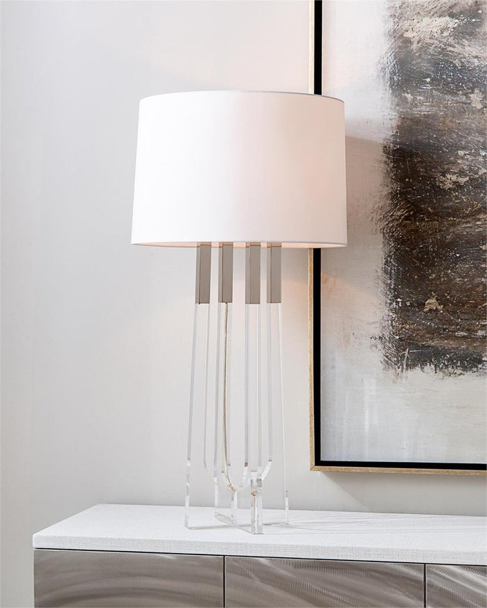 Prescott Acrylic Table Lamp with Polished Nickel - Luxury Living Collection