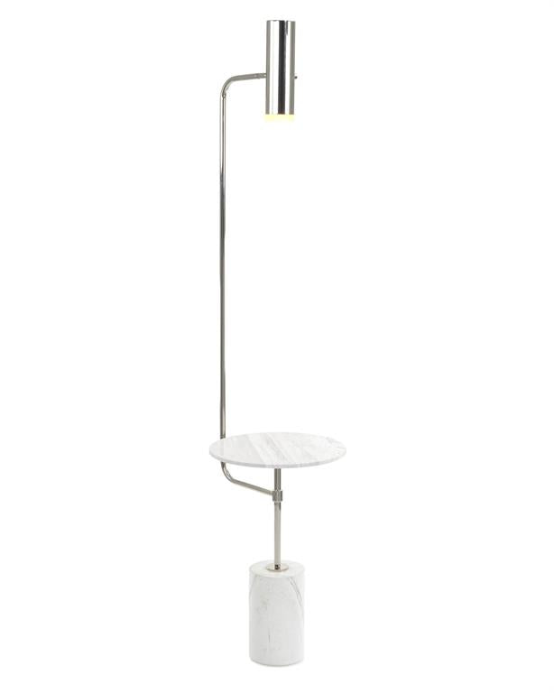 Petula Illuminated Marble Table Floor Lamp with Polished Nickel Accents - Luxury Living Collection