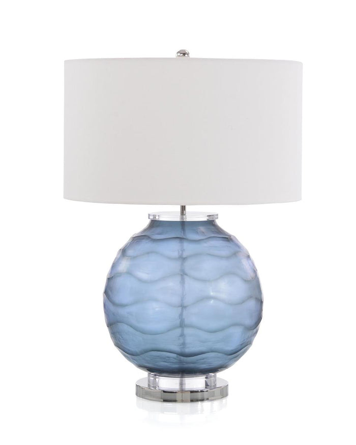 Jaron Carved Prussian Blue Table Lamp - Luxury Living Collection