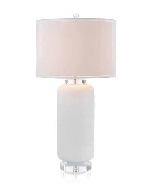 Iker Elongated Chiseled White Glass Table Lamp - Luxury Living Collection