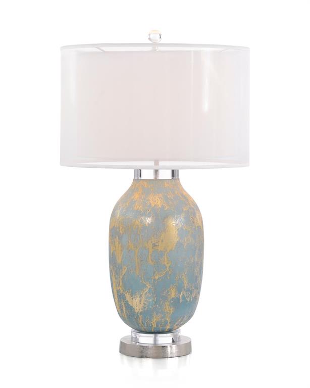 Cullen Robin's-Egg Blue Speckled Glass Table Lamp - Luxury Living Collection