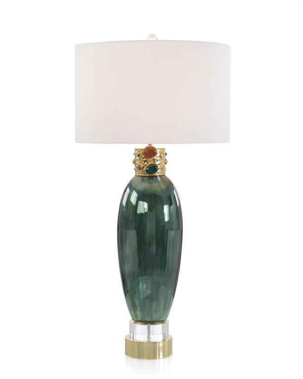 Cosima Illusion Green Jeweled-Collar Table Lamp - Luxury Living Collection