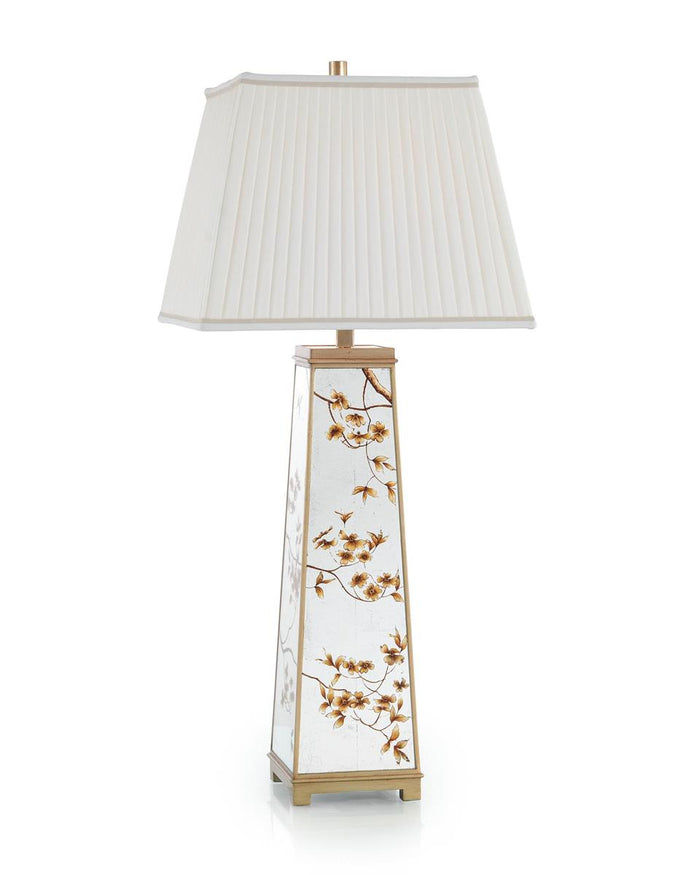 Bevan Hand-Painted Dogwood and Églomisé Table Lamp - Luxury Living Collection