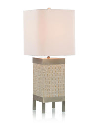 Amias Gilt Crème and Brushed Stainless Steel Table Lamp - Luxury Living Collection