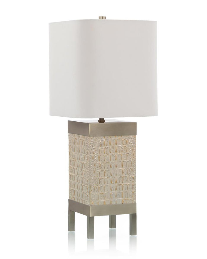 Amias Gilt Crème and Brushed Stainless Steel Table Lamp - Luxury Living Collection