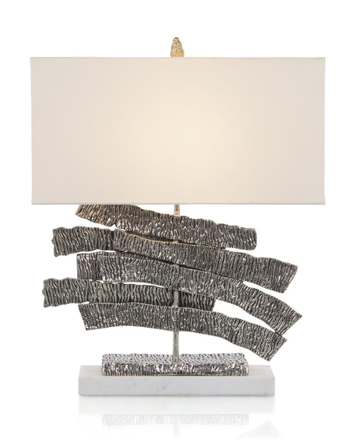 Shani Nickel Crinkle Swoosh Table Lamp - Luxury Living Collection