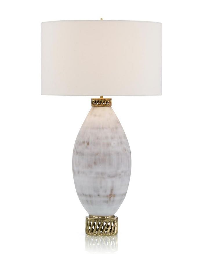 Kaleia White and Cream Marbled Glass Table Lamp - Luxury Living Collection