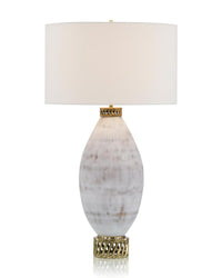 Kaleia White and Cream Marbled Glass Table Lamp - Luxury Living Collection