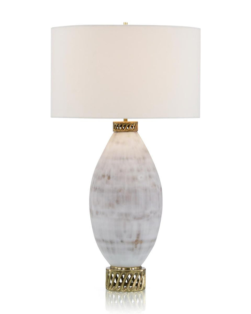 Kaleia White and Cream Marbled Glass Table Lamp - Luxury Living Collection