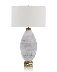 Kaleia White and Cream Marbled Glass Table Lamp - Luxury Living Collection