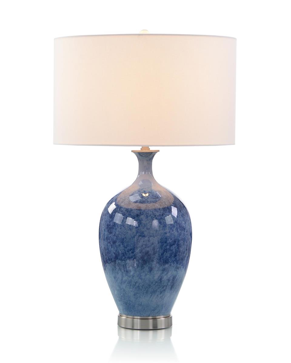 Amrita Cerulean Blue Porcelain and Brushed Nickel Table Lamp - Luxury Living Collection