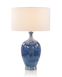 Amrita Cerulean Blue Porcelain and Brushed Nickel Table Lamp - Luxury Living Collection