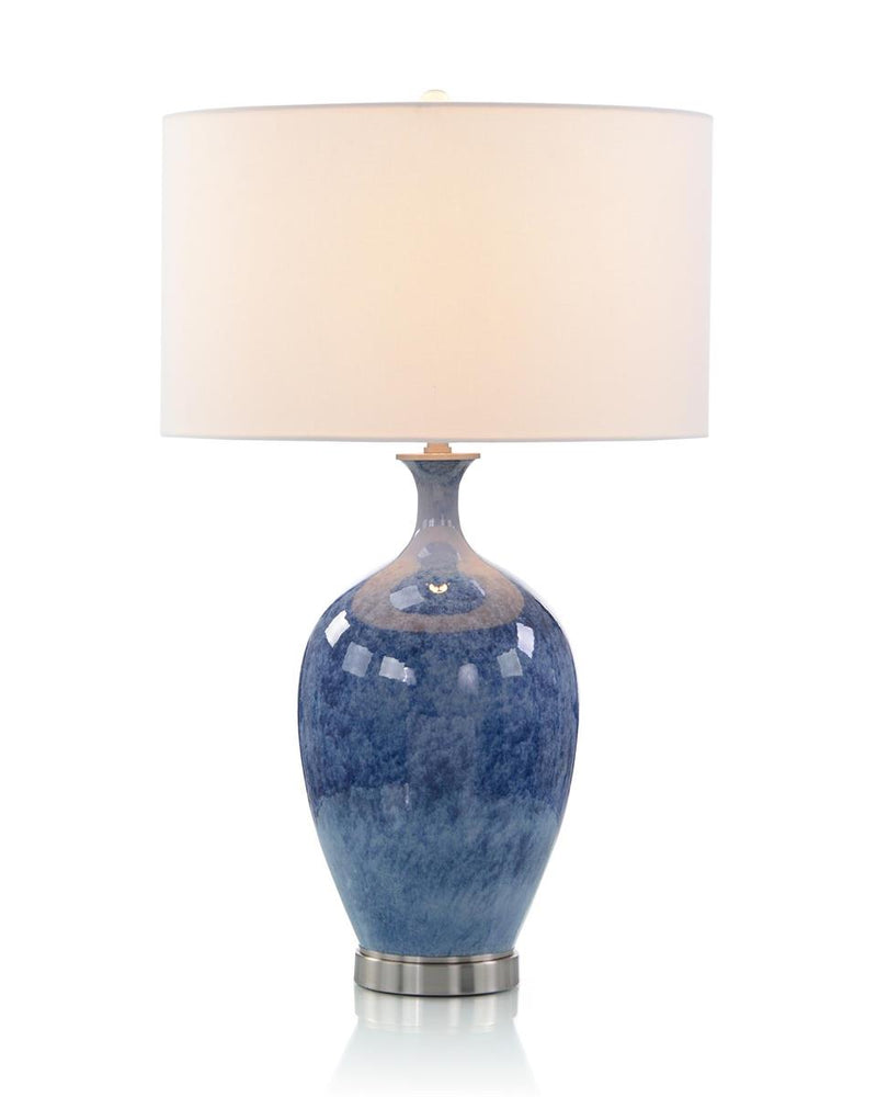 Amrita Cerulean Blue Porcelain and Brushed Nickel Table Lamp - Luxury Living Collection